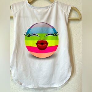 Lucky in Love Sassy Tennis Ball Emoji Stretch Tee Top S